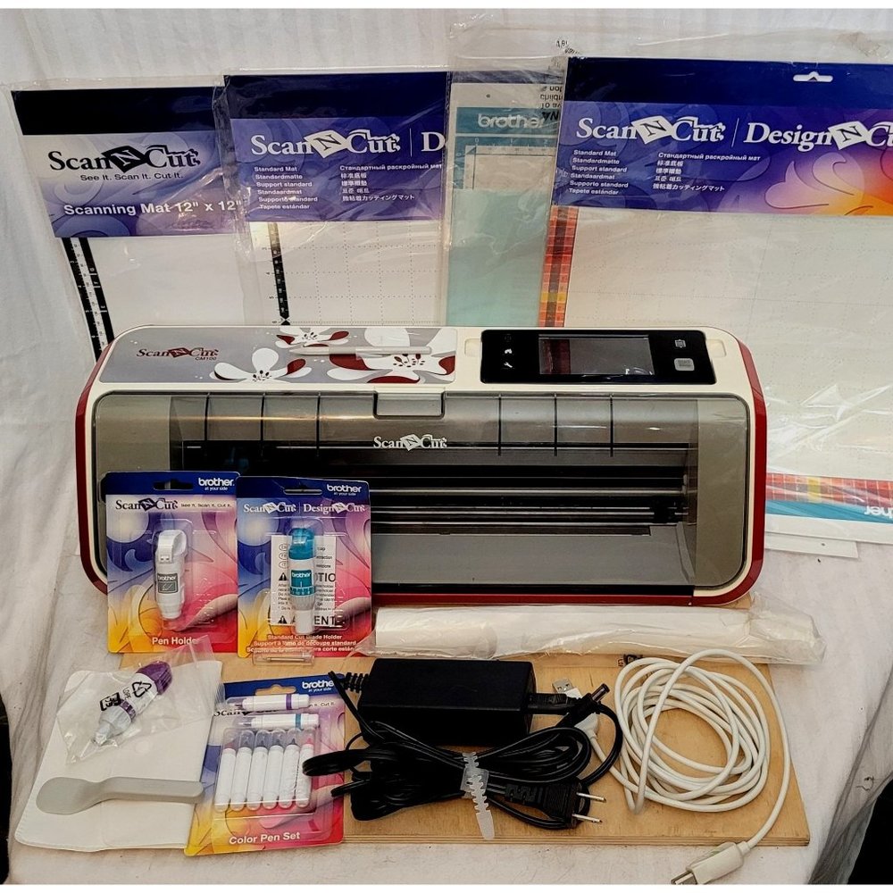 Brother Scan N Cut CM100 Red White With Extras Mats Pens Blades READ DESCRIPTION